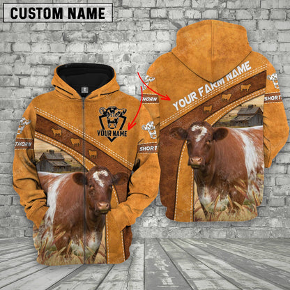 Novacare Shorthorn 3D Customized Name - Farm Name Hoodie