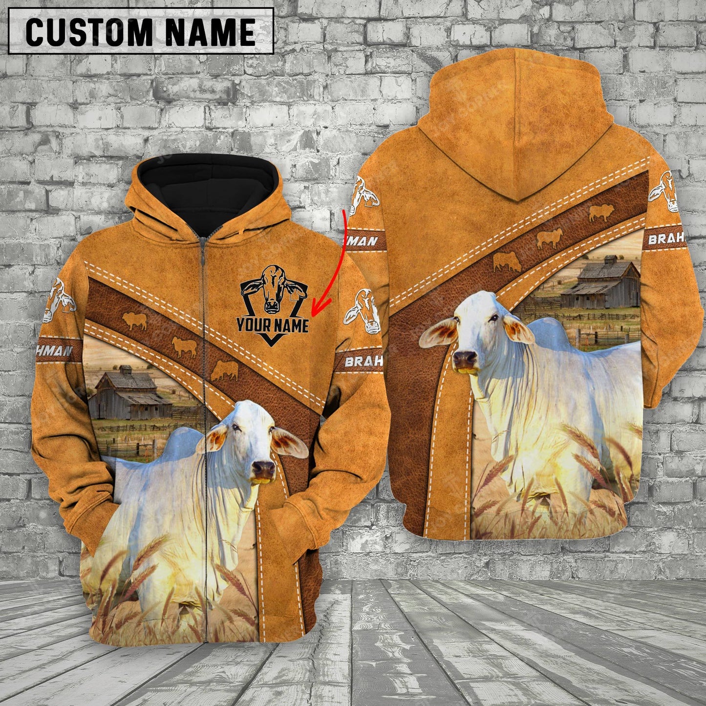 Novacare Personalized Name Farm Brahman Cattle Hoodie TT4