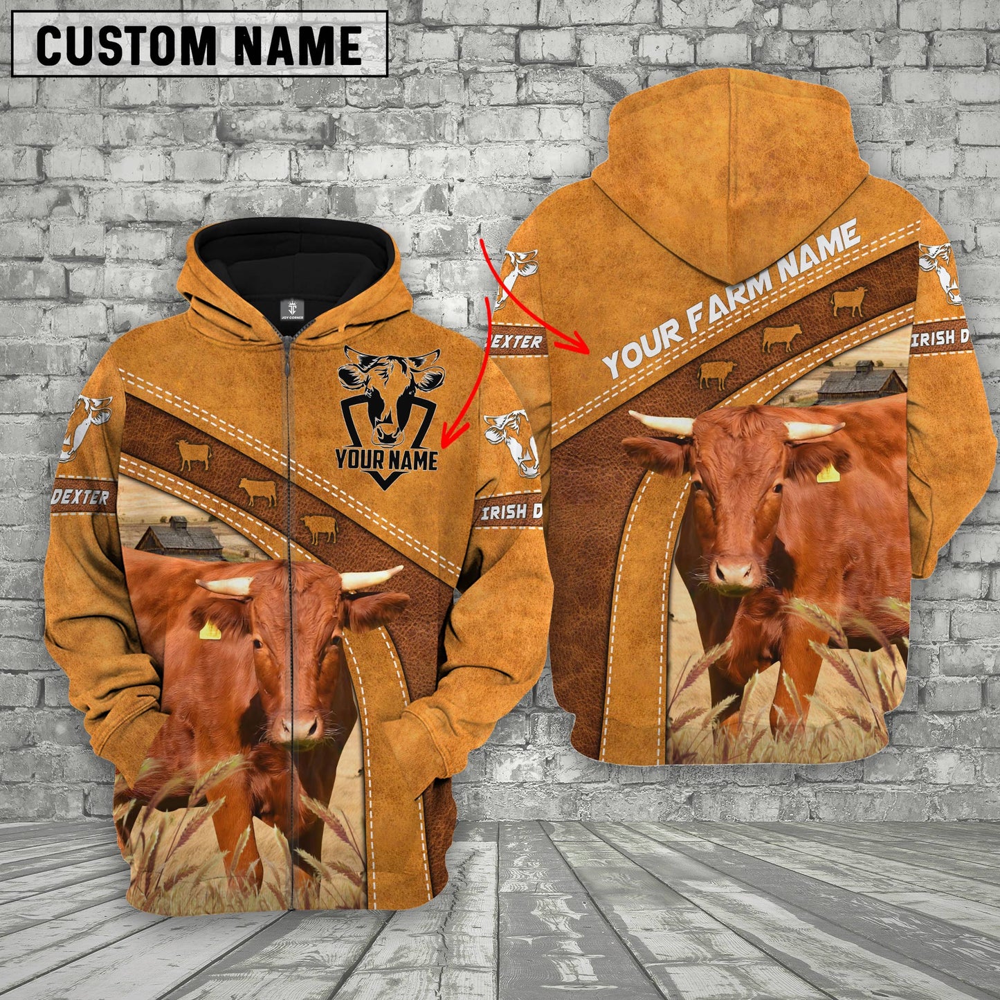 Novacare Irish Dexter 3D Customized Name - Farm Name Hoodie