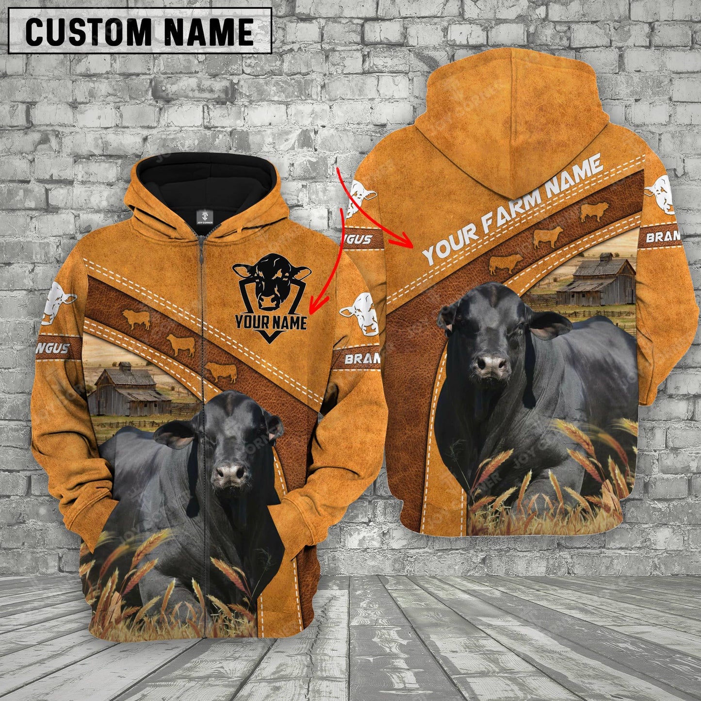 Novacare Personalized Name Farm Brangus Cattle 3D Hoodie